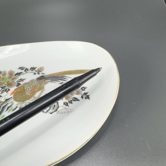 Vintage Perking East Fine Porcelain China Oval Dish Plate Pheasant Bird Pattern - Picture 6 of 13